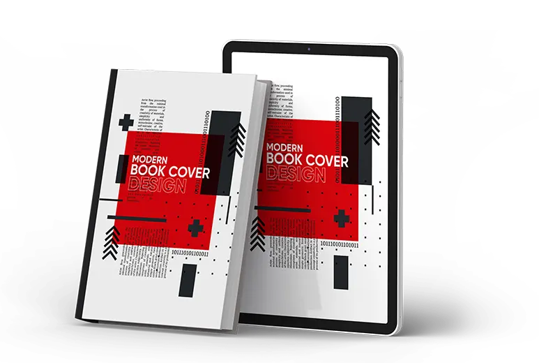 A book and an Ipad that have modern book cover design