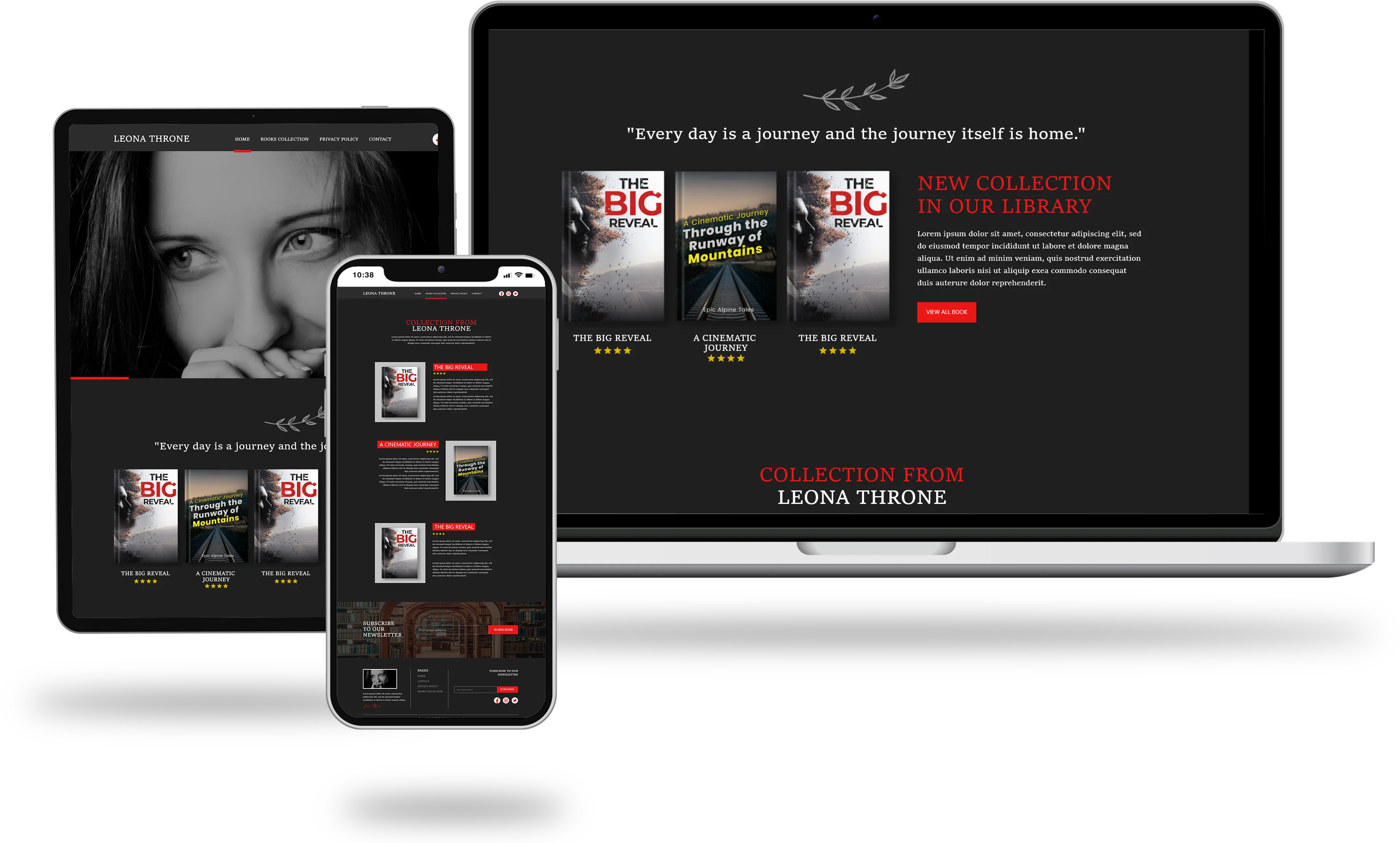 A mobile phone and laptop displaying a website for a book designed by ProntoWriters, offering expert author website design services in the USA.